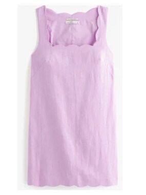 Abercrombie & Fitch Linen Collection Mini Dress Scalloped Hem Size XXSP